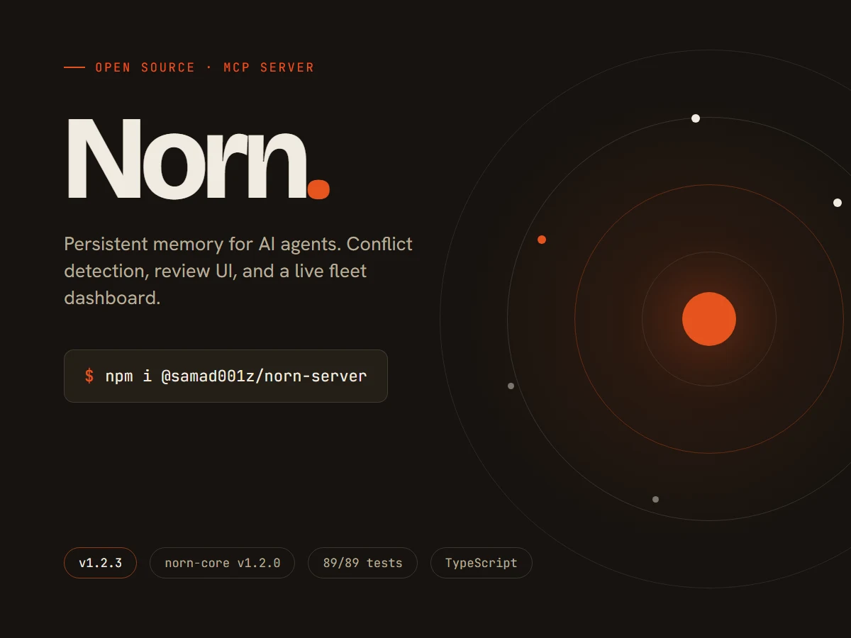 Norn, an open-source MCP memory server for AI agents, published to npm